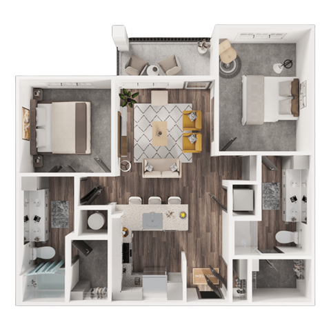 2 Bedroom Apartments in San Antonio | Floor Plan B0 | Tin Top